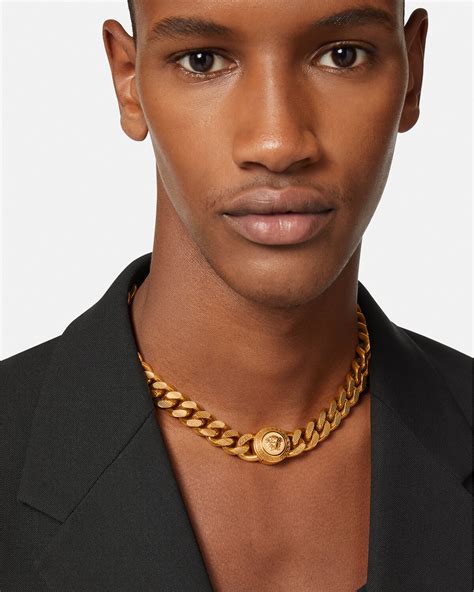 versace 3 medusa necklace|versace medusa necklace men's.